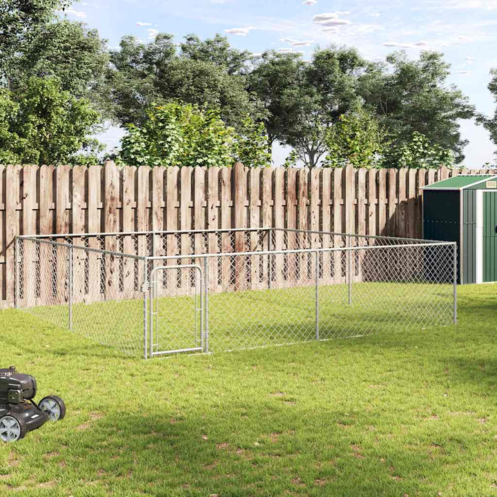 Hundgård för utomhusbruk galvaniserat stål 4x4x1 m