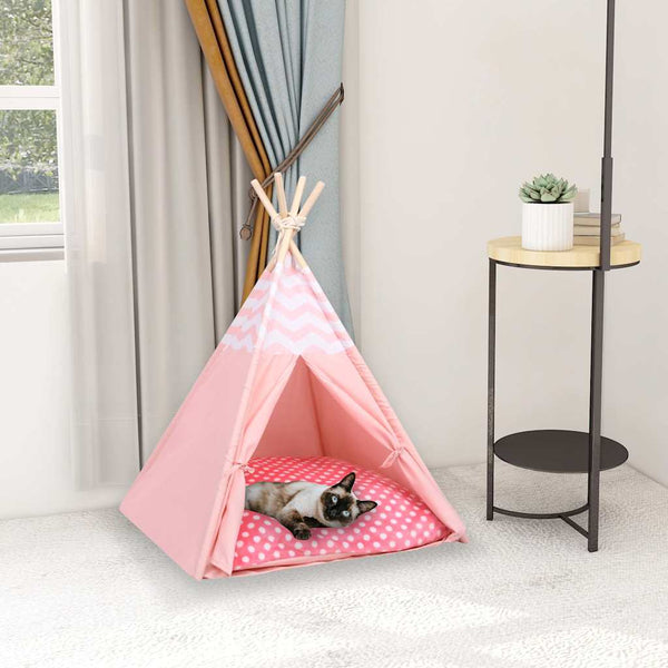 Tipitält för katt peachskin med väska rosa 60x60x70 cm