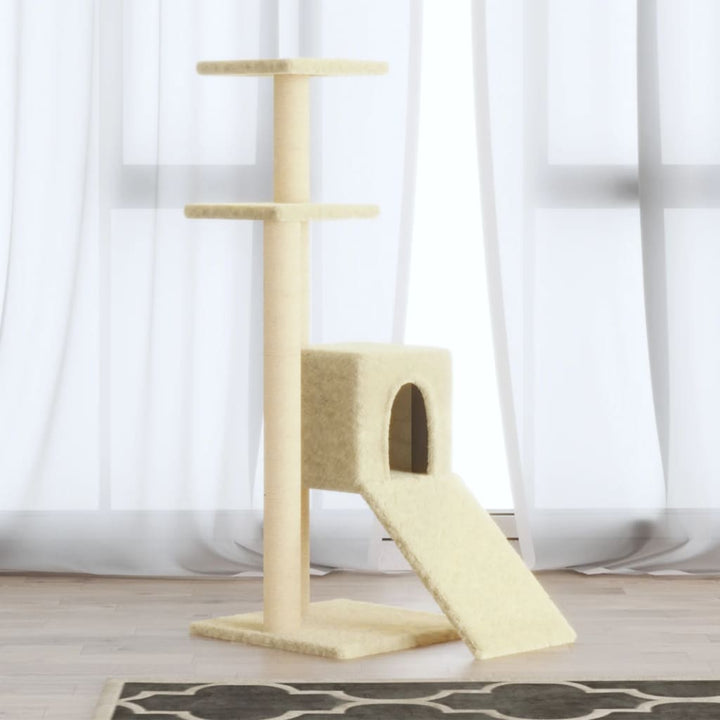 Klösträd med klöspelare i sisal gräddvit 92 cm