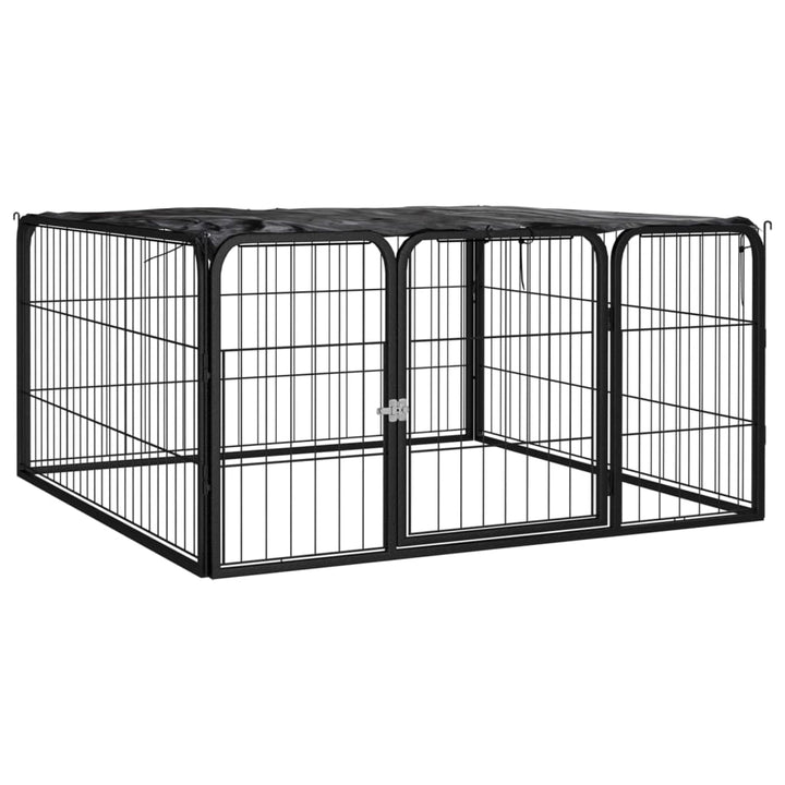 Hundbur 4 paneler svart 100 x 50 cm pulverlackerat stål