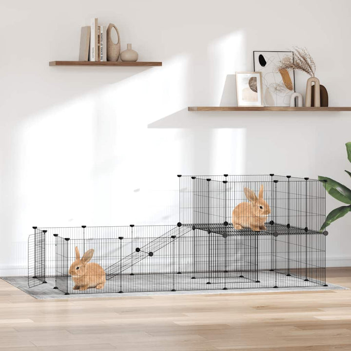 Hundgård svart 36 paneler 175x105x70 cm stål