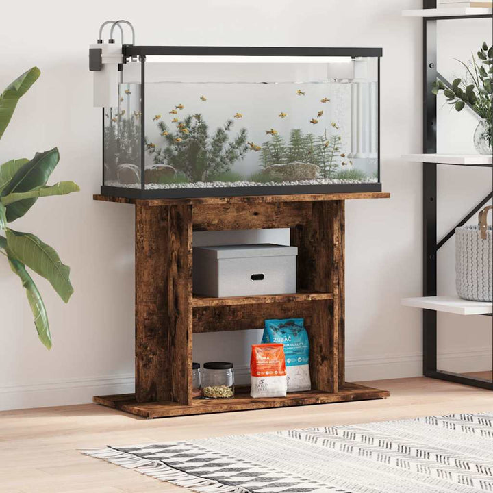 Akvariestativ rökt ek 80x35x60 cm konstruerat trä