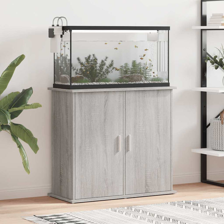 Akvariebänk grå sonoma 81x36x73 cm konstruerat trä