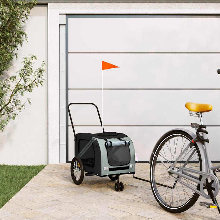 Cykelvagn för djur grå och svart oxfordtyg och järn
