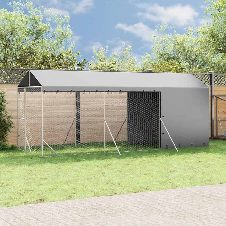 Hundgård med tak silver 2x6x2,5 m galvaniserat stål