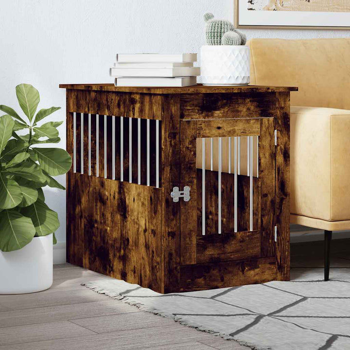 Hundbur rökfärgad ek 55x80x68 cm konstruerat trä