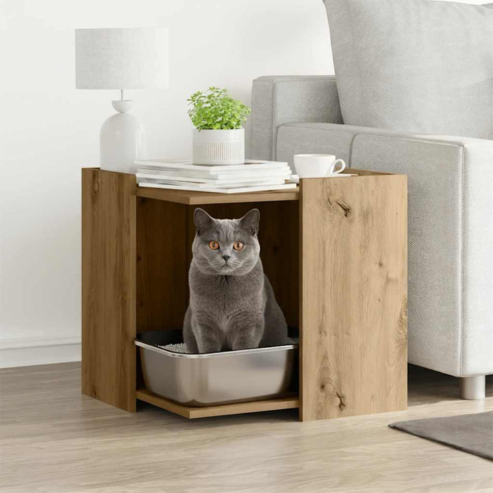 Skåp för kattlåda ek 53x53x51 cm konstruerat trä