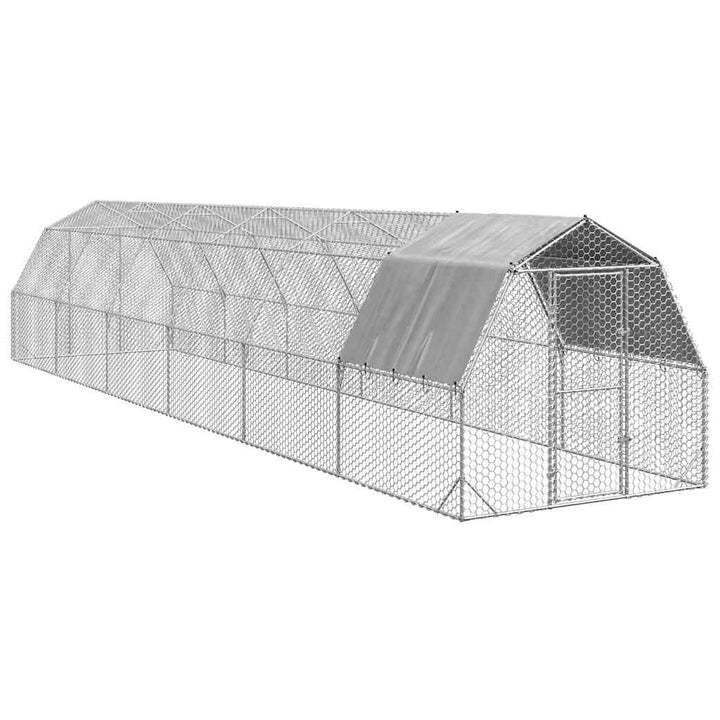 Hönsgård med tak 2,5x12x2,25 m galvaniserat stål