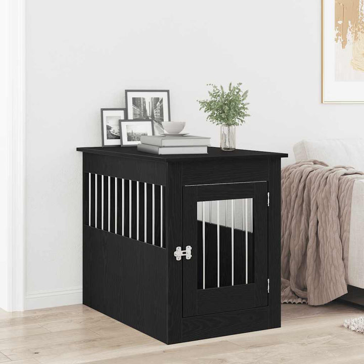 Hundbursmöbler svart ek 55x80x68 cm konstruerat trä