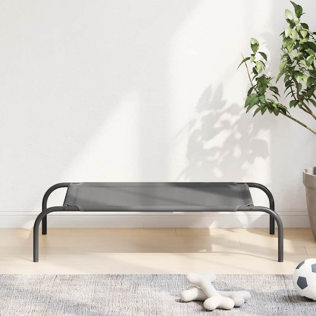Förhöjd hundsäng grå 90x50x20 cm textilene och stål