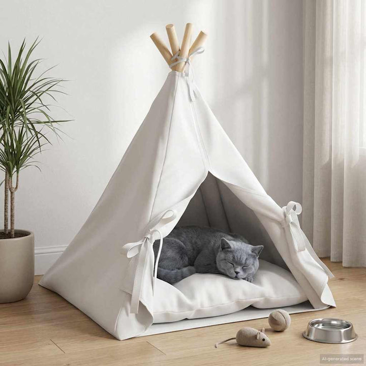 Husdjurs-tält med kudde Vit 50 x 50 x 60 cm Polyester