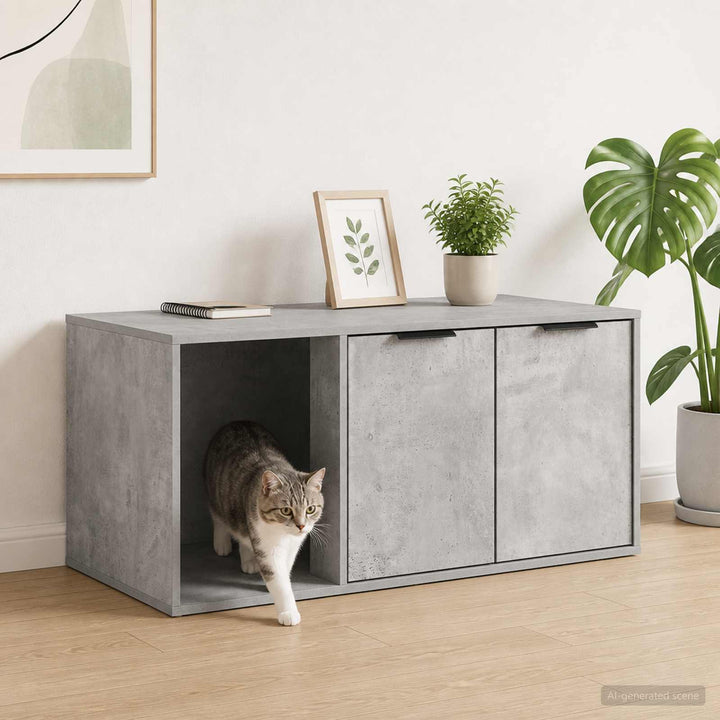 Kattbur Möbler Betonggrå 100 x 49 x 45 cm Konstruerat trä