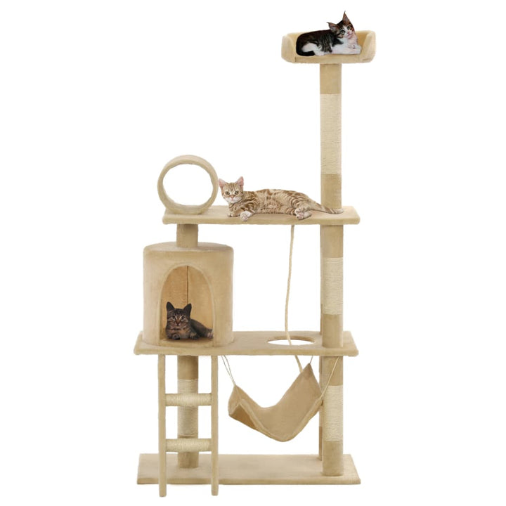Katträd med klöspelare i sisal 140 cm beige