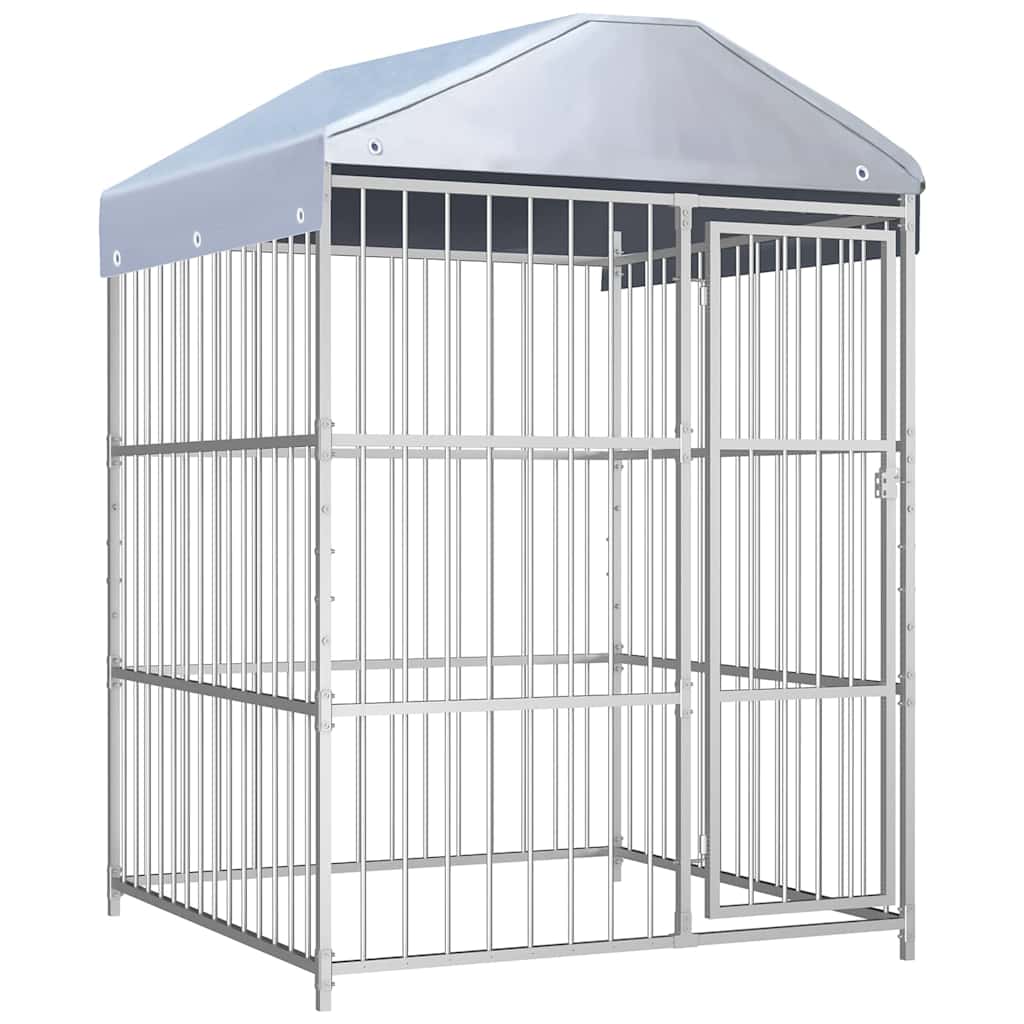 Hundgård för utomhusbruk med tak 150x150x200 cm
