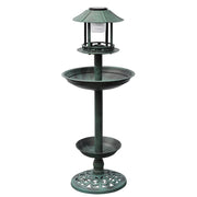 Fågelbad/matare med soldriven lampa