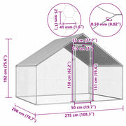 Hönsbur för utomhusbruk 2,75x2x1,92 m galvaniserat stål
