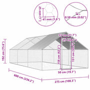Hönsbur för utomhusbruk 2,75x6x1,92 m galvaniserat stål