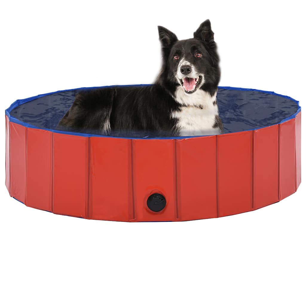 Hopfällbar hundpool röd 120x30 cm PVC