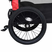Cykelvagn för husdjur och joggingvagn 2-i-1 röd och svart