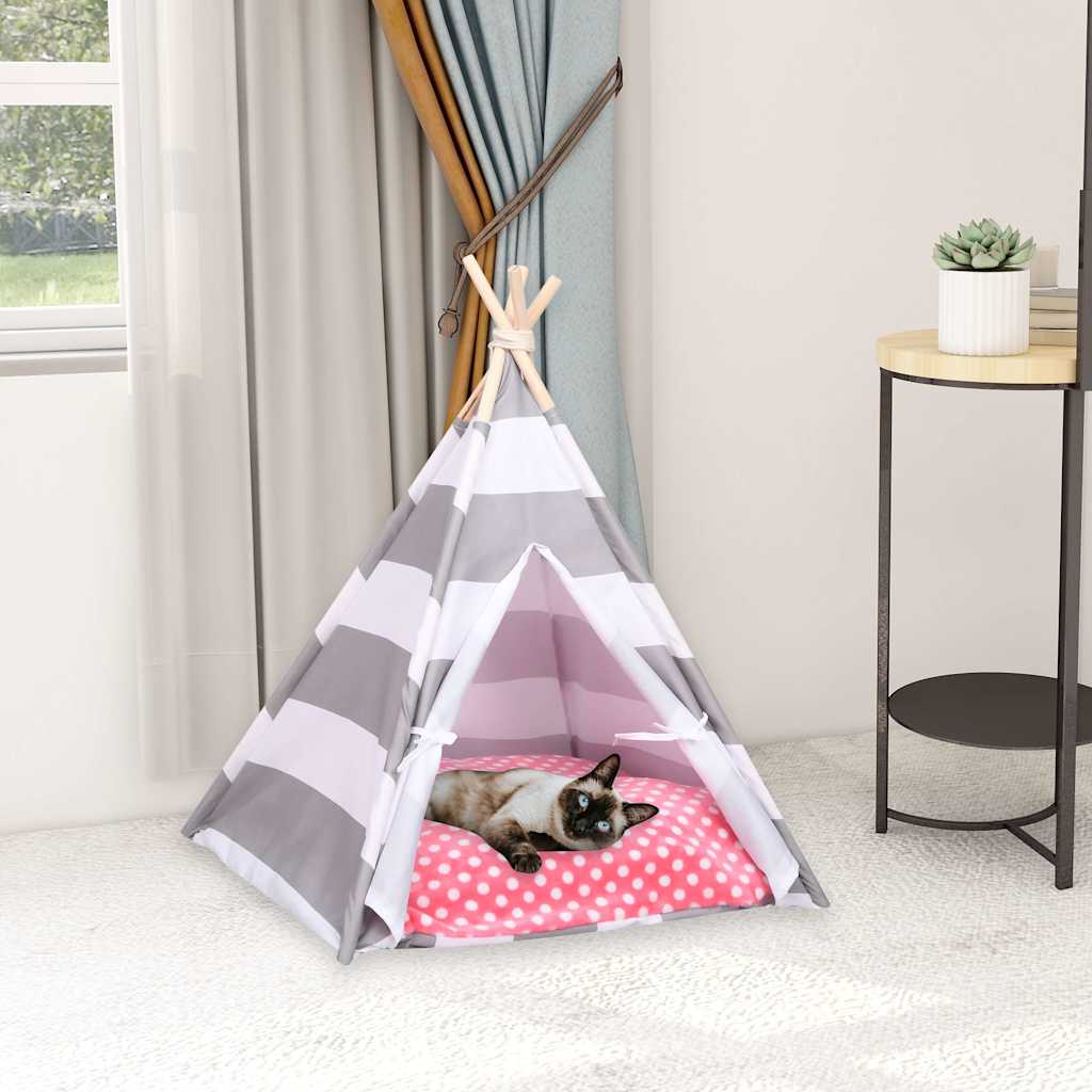 Tipitält för katt peachskin med väska randigt 60x60x70 cm