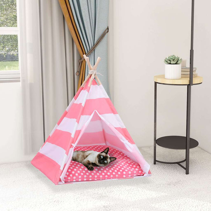 Tipitält för katt peachskin med väska randigt 60x60x70 cm