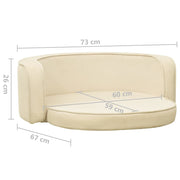 Hundsoffa vikbar gräddvit 73x67x26 cm plysch tvättbar dyna
