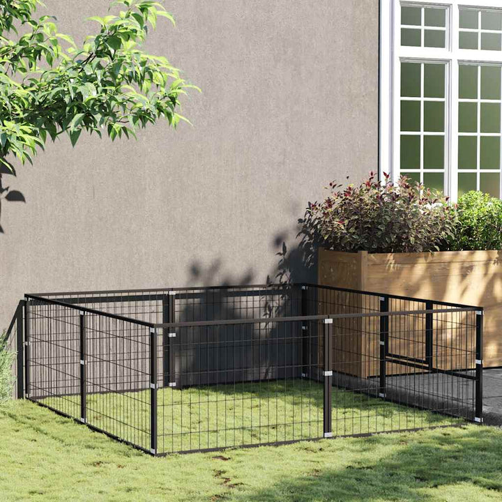 Hundgård svart 4 m² stål