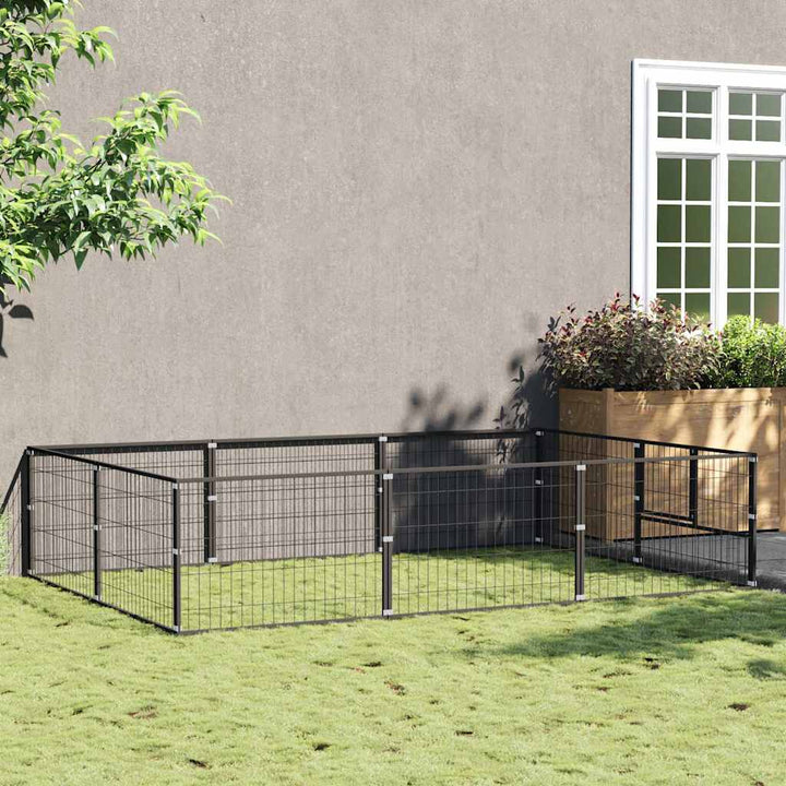 Hundgård svart 6 m² stål