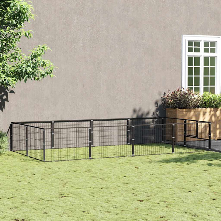 Hundgård svart 8 m² stål