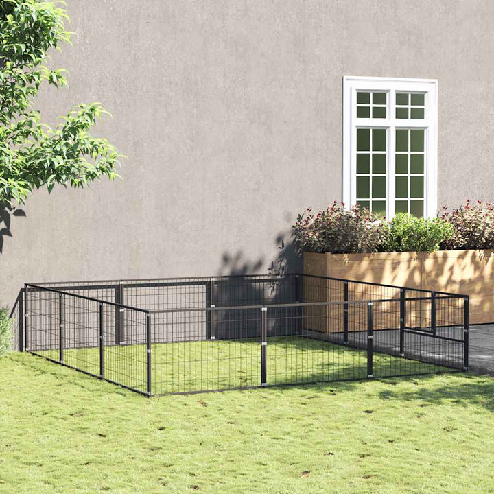 Hundgård svart 9 m² stål