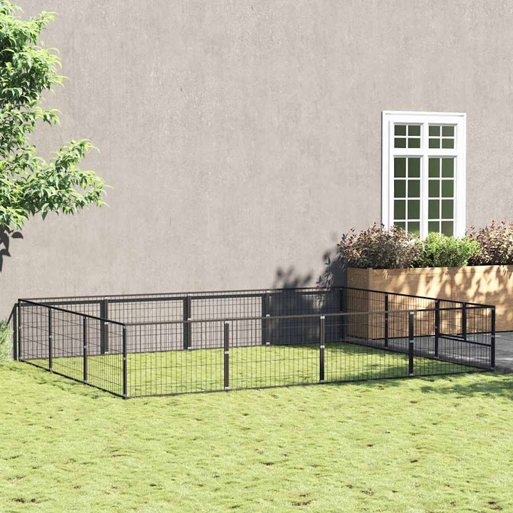 Hundgård svart 12 m² stål