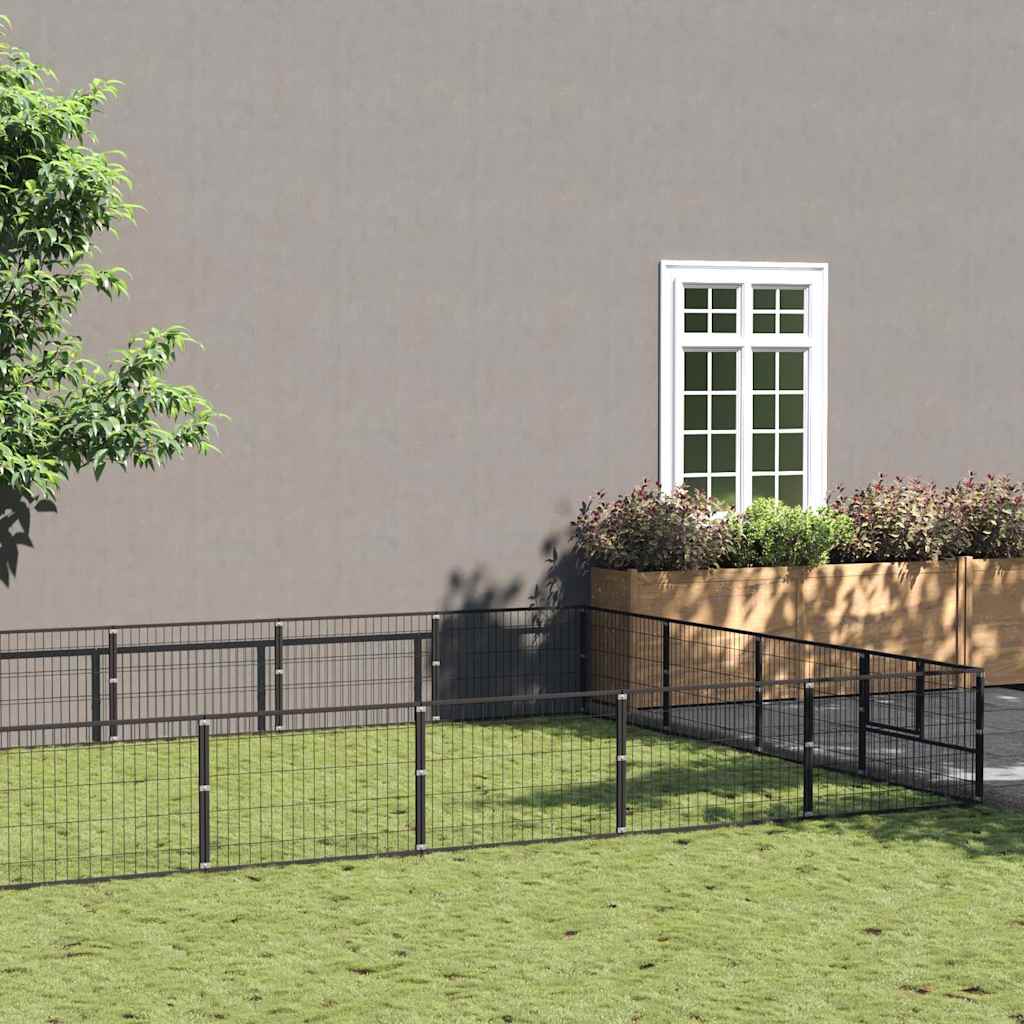 Hundgård svart 20 m² stål