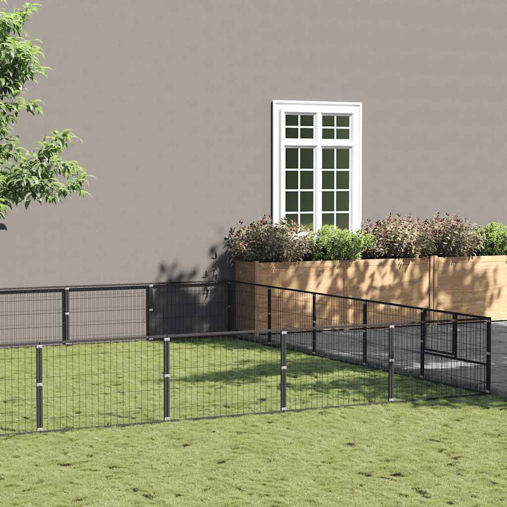 Hundgård svart 25 m² stål
