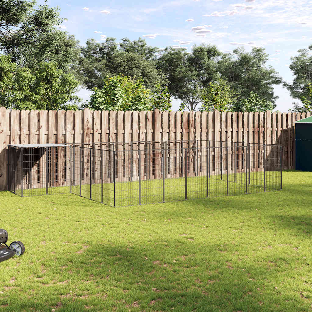 Hundgård svart 15,73 m² stål