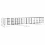 Hundgård för utomhusbruk med tak 26,62 m²
