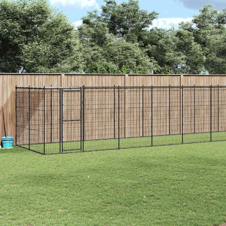 Hundgård för utomhusbruk med tak stål 21,78 m²