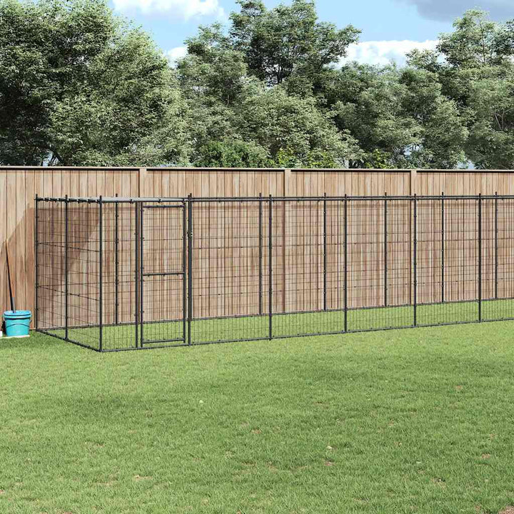 Hundgård för utomhusbruk med tak stål 26,62 m²