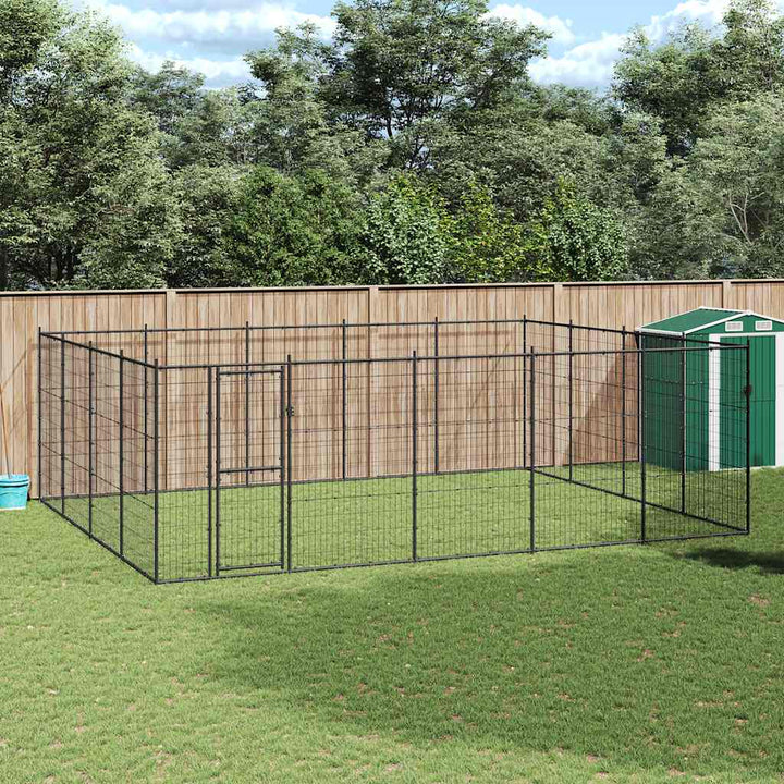 Hundgård för utomhusbruk stål 24,2 m²