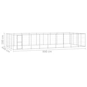 Hundgård för utomhusbruk galvaniserat stål 43,56 m²