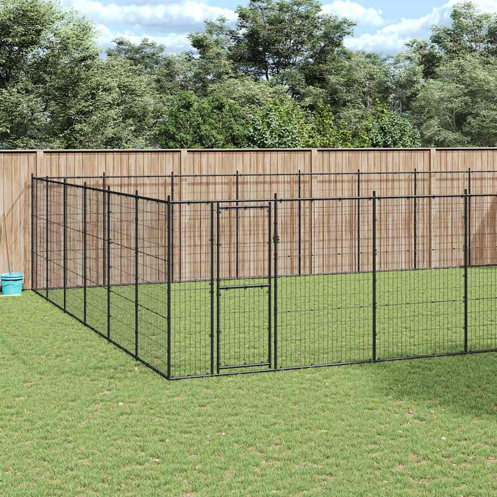Hundgård för utomhusbruk stål 65,34 m²