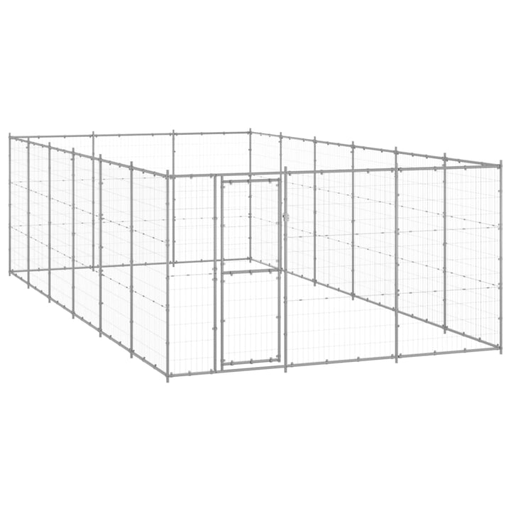 Hundgård för utomhusbruk galvaniserat stål 21,78 m²