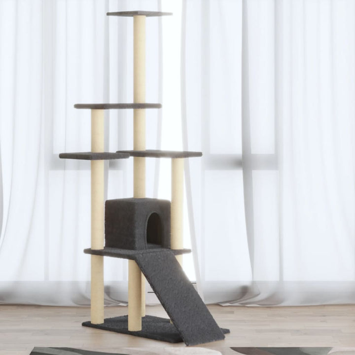 Klösträd med klöspelare i sisal mörkgrå 155 cm