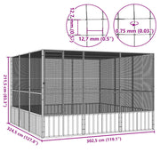 Fågelbur grå 302,5x324,5x211,5 cm galvaniserat stål