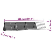 Kaninbur antracit 403,5x80,5x71 cm galvaniserat stål