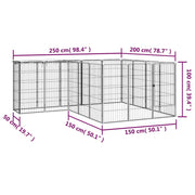 Hundbur 18 paneler svart 50x100 cm pulverlackerat stål