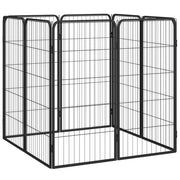 Hundbur 8-paneler svart 50x100 cm pulverlackerat stål