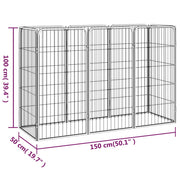 Hundbur 8-paneler svart 50x100 cm pulverlackerat stål