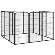 Hundbur 12 paneler svart 50x100 cm pulverlackerat stål