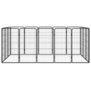 Hundbur 16-paneler svart 50x100 cm pulverlackerat stål