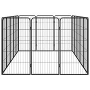 Hundbur 16-paneler svart 50x100 cm pulverlackerat stål